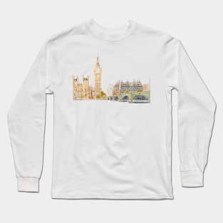 Big Ben and Westminster palace watercolor Long Sleeve T-Shirt